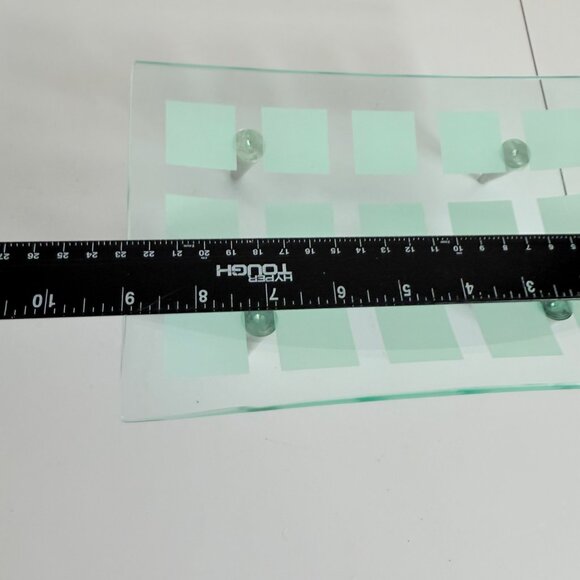 MCM Tray Frosted Glass Atomic Era Grid Pattern Metal Peg Legs VTG 60s Decorative - Picture 8 of 14